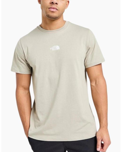 The North Face Natural T Shirt Centre Logo Crew Neck Short Sleeve Cotton Summer Tee for men