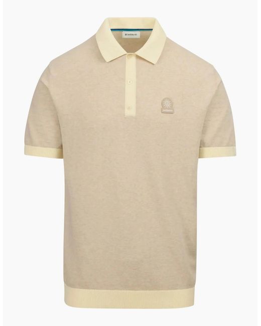 Sandbanks Natural 3-Button Knitted Polo Stone for men