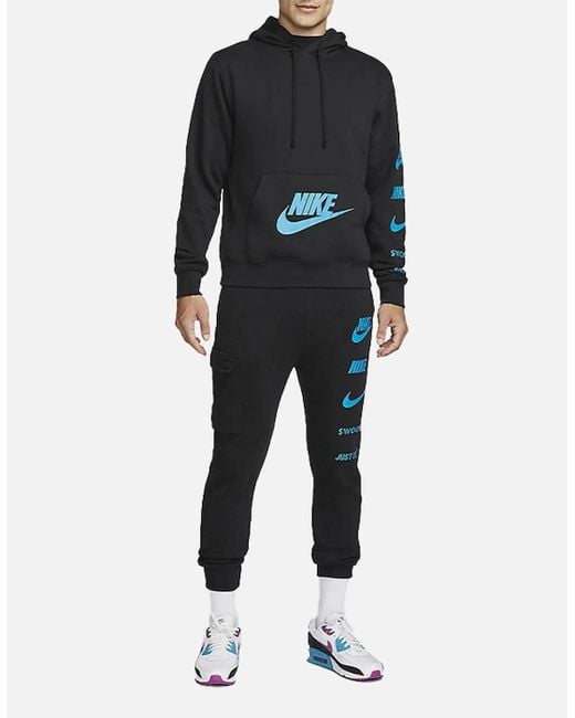 Nike Blue Fj0552 Tracksuit Set Pullover Hoodies Sweatshirts Sports Joggers Bottoms for men