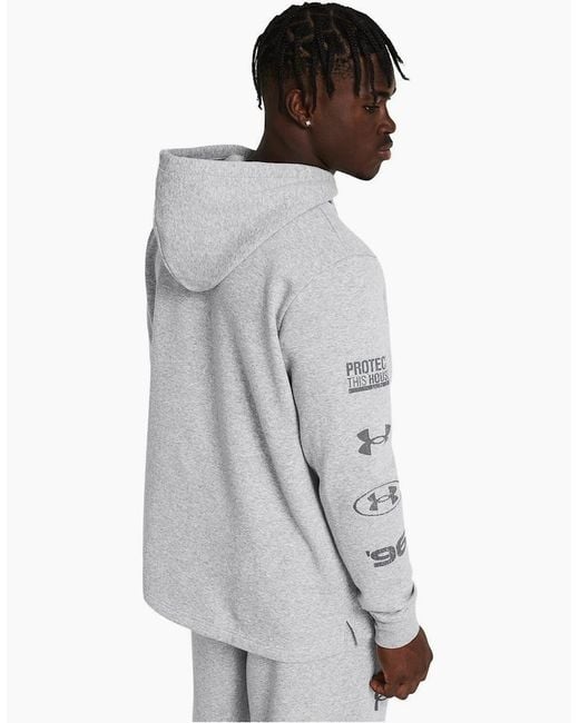 Under Armour Gray Ess Fleece Nov Hoody for men