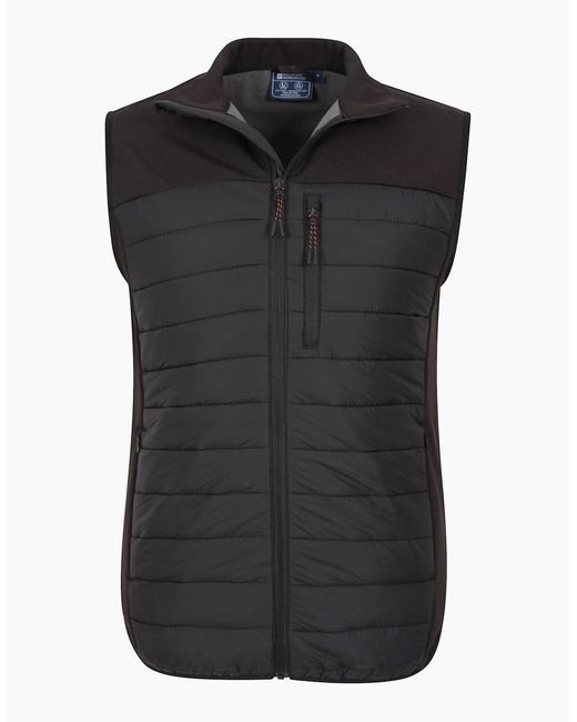 Mountain Warehouse Black Turbine Ii Hybrid Padded Gilet for men