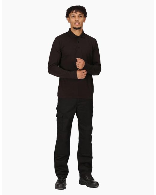Regatta Black Professional Long-Sleeved Polo Shirt for men