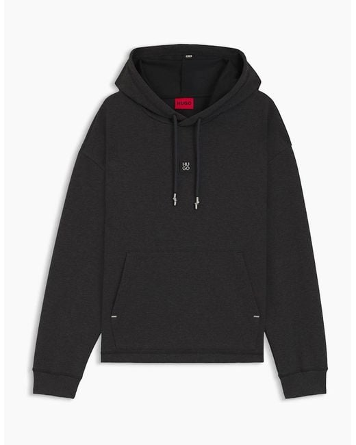 Boss Black Hooded Neck Drop Shoulder Sweatshirt for men