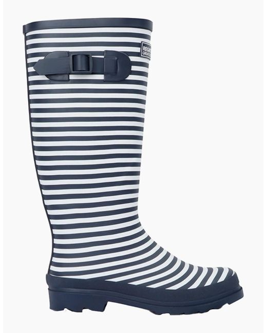 Regatta Blue Ladies Fairweather Iii Contrast Striped Wellington Boots