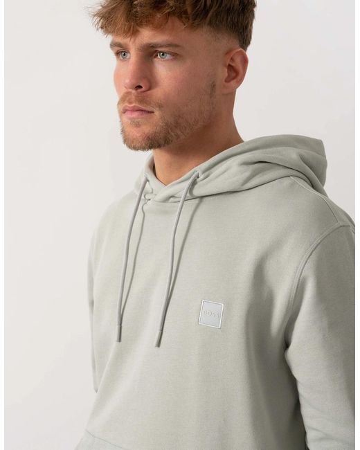 Boss Gray Boss Wetalk Pullover Hoodie With Logo Patch for men