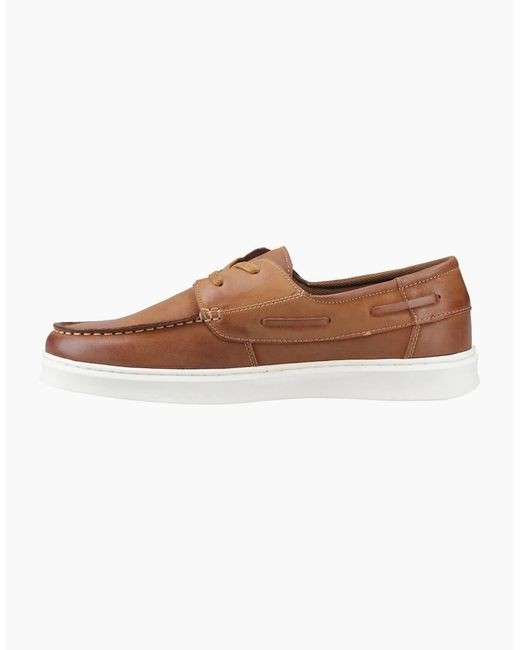 Hush Puppies Brown Madden Boat Shoe Leather Tan Boat Shoes for men