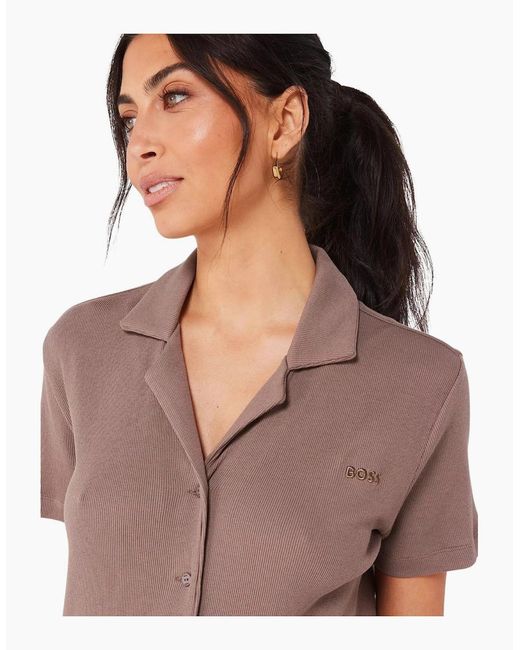 Boss Brown Cotton Alyssa Short Pyjama Set, Dark
