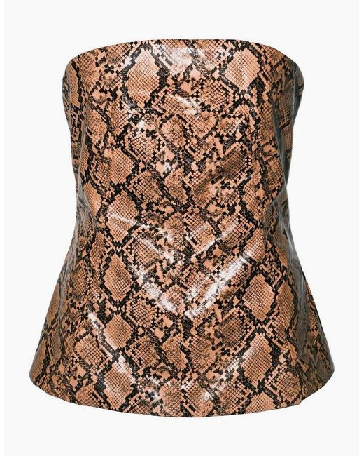 Amy Lynn Brown Snake Print Tube Sleeveless Top