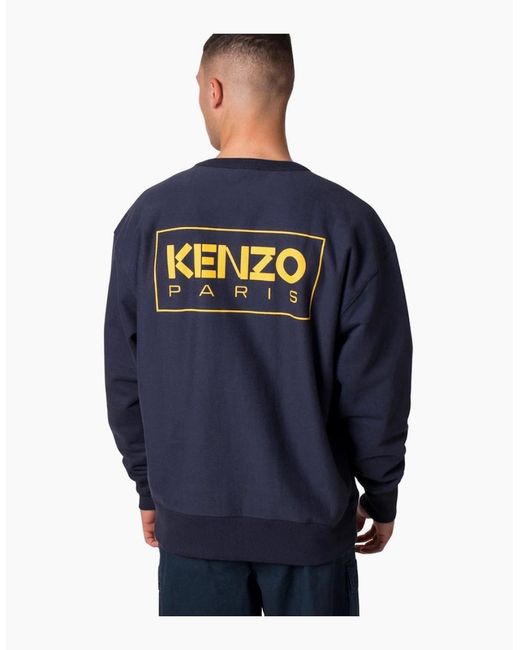 KENZO Blue Paris Outlined Logo Midnight Sweatshirt for men