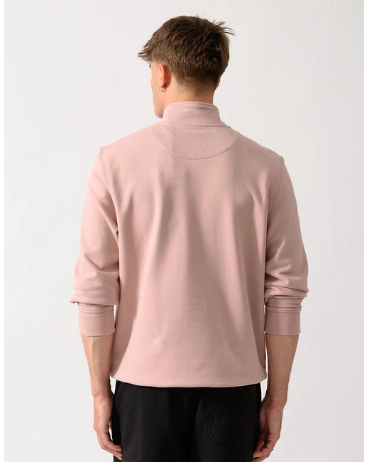 Belstaff Pink Logo Quarter Zip Sweatshirt for men