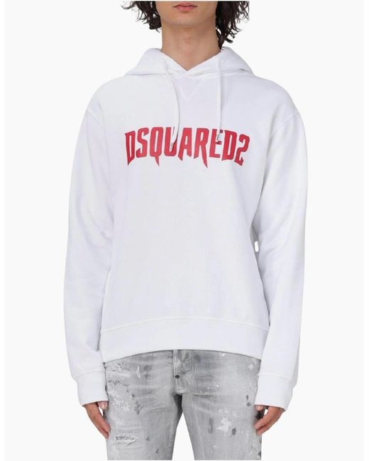 DSquared² White Horror Logo Hoodie for men