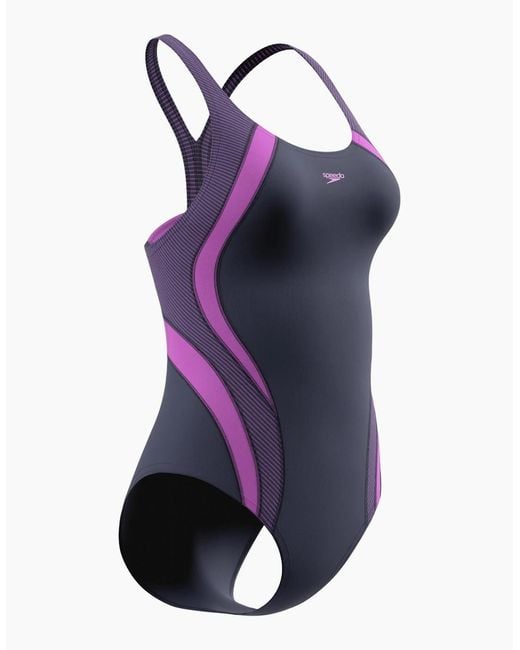 Speedo Blue Ladies Quantum Splice Contrast One Piece Swimsuit