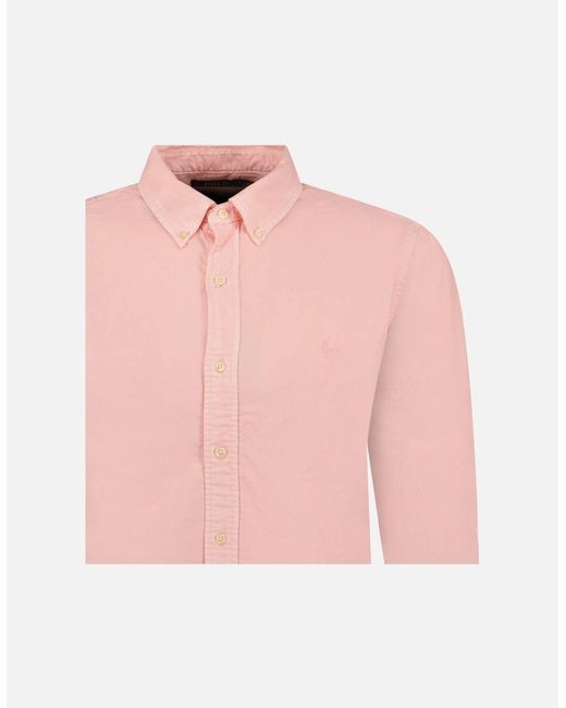 Polo Ralph Lauren Pink Custom Fit Long Sleeve Sport Shirt for men