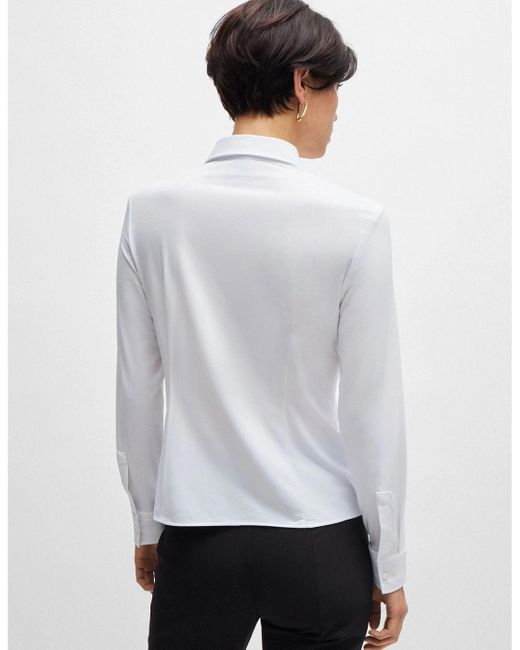 Boss White Boanna Extra-Slim-Fit Blouse