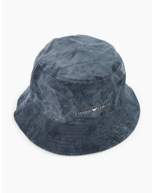 Emporio Armani Blue Gradient Nylon Cloche Hat for men
