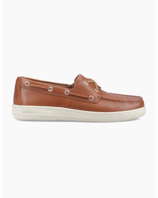 Sperry Top-Sider Brown Sperry Strake 2-Eye Boat Leather Open Tan Boat Shoes for men