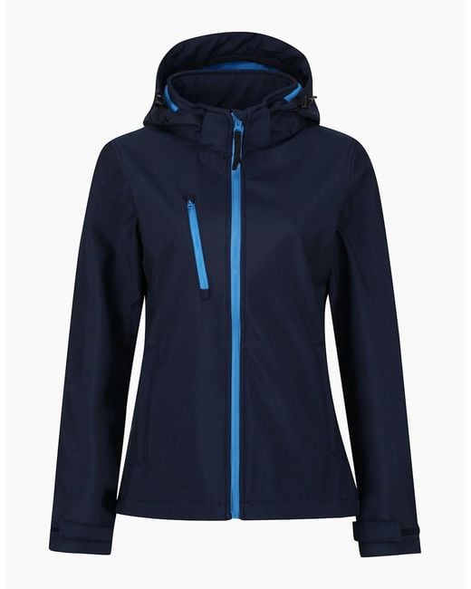 Regatta Blue Ladies Venturer 3 Layer Hooded Soft Shell Jacket