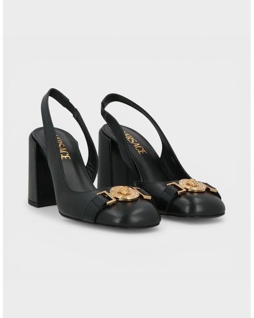 Versace Black Sling Back 85Mm Leather
