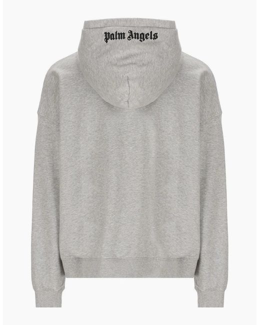 Palm Angels Gray Embroidered Logo Hoodie for men