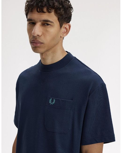 Fred Perry Blue Pocket Detail T-Shirt for men