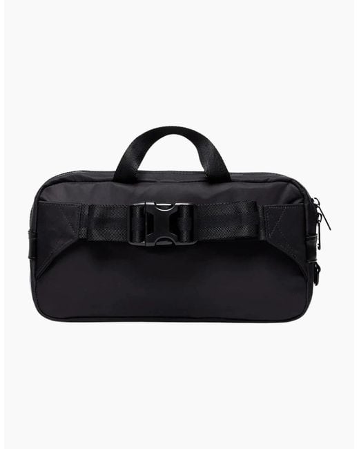 Fred Perry Black Nylon Twill Leather Cross Body Bag for men