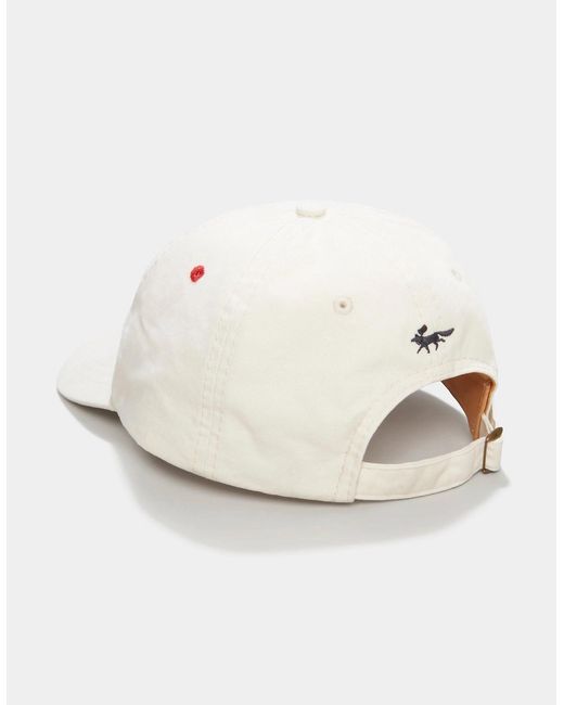 aubi White Hendwell Washed Twill Cap for men