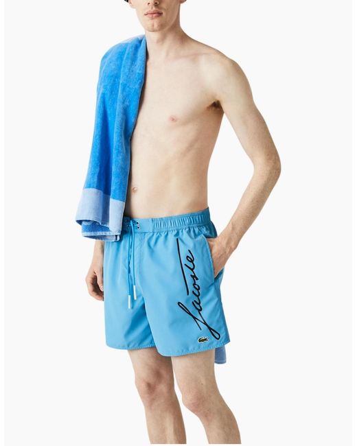 Lacoste Blue Shorts Mh2699 Swimwear Summer Quick Dry Beach Shorts Sportswear for men