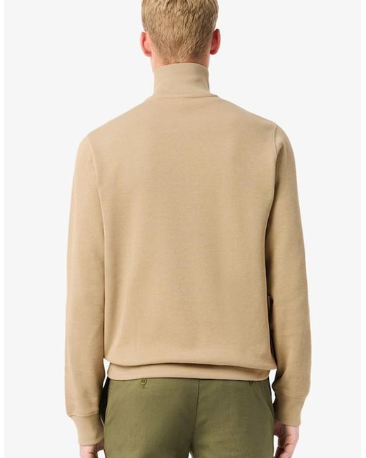 Lacoste Natural Zip-Up High Neck Interlock Sweatshirt for men