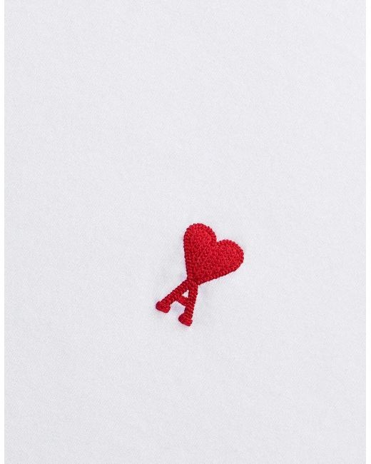 AMI White Ami De Coeur Embroidered Logo T-Shirt for men