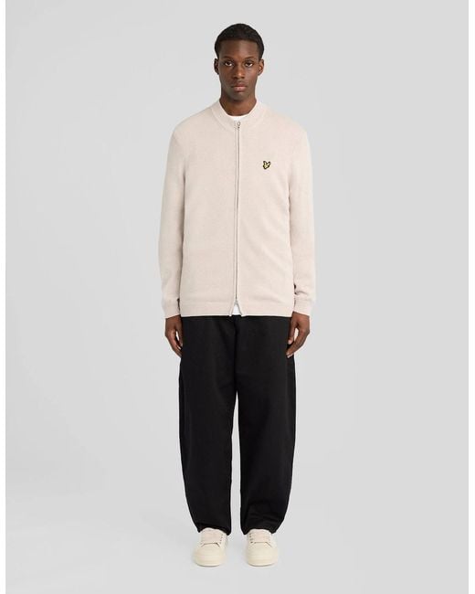 Lyle & Scott Natural Cotton Merino Zip Cardigan for men