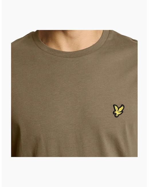 Lyle & Scott Green Lyle & Scott Cotton Crew Neck Khaki Ash T-Shirt for men