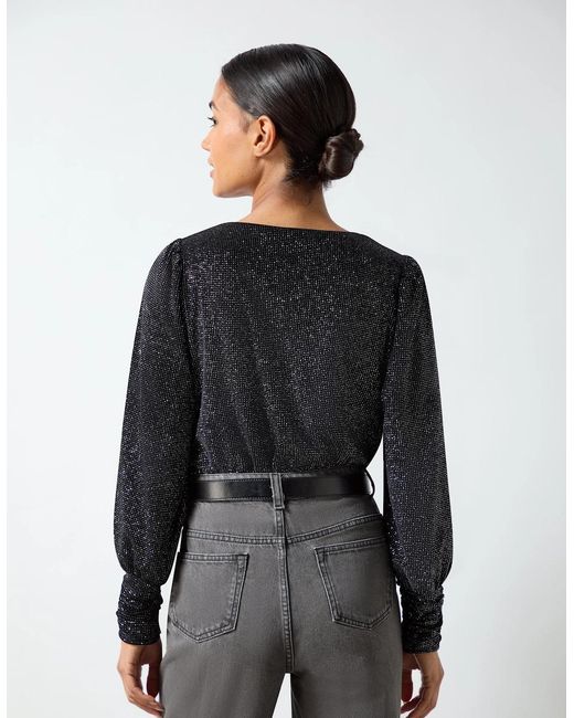 Ro&zo Blue Velvet Sparkle Bodysuit
