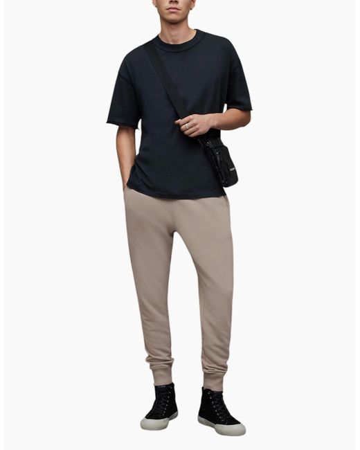 AllSaints Gray All Saints Raven Slim Fit Sweatpants Fleece Bottoms Casual Cuffed Cotton for men