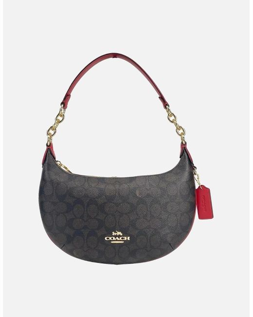 COACH Gray Leather Payton Shoulder Bag With Zip Closure