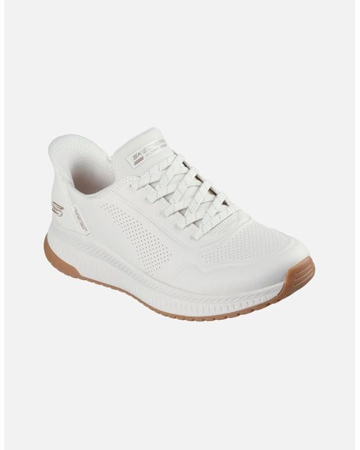 Skechers White Bobs Squad 4 Key Look Trainers