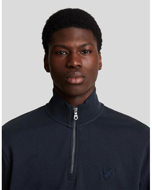 Lyle & Scott Blue Eagle Zip Neck Long Sleeve Sweatshirt for men