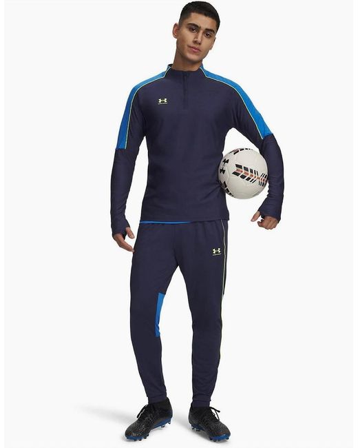 Under Armour Blue Chal Solid Patterned Slim Athletic Pants for men