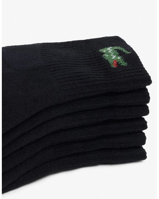 Lacoste Black 6-Pack Mid-Length Sport Socks for men