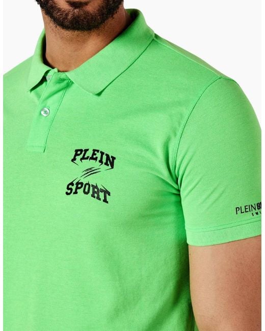 Philipp Plein Green Plein Sport Scratch Logo Polo Shirt for men