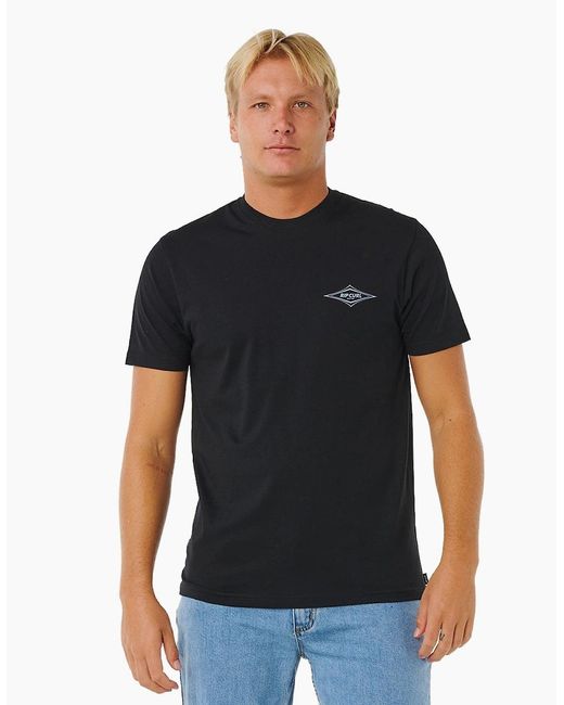 Rip Curl Black Rip Curl Streamline Diamond Short Sleeve T-Shirt for men