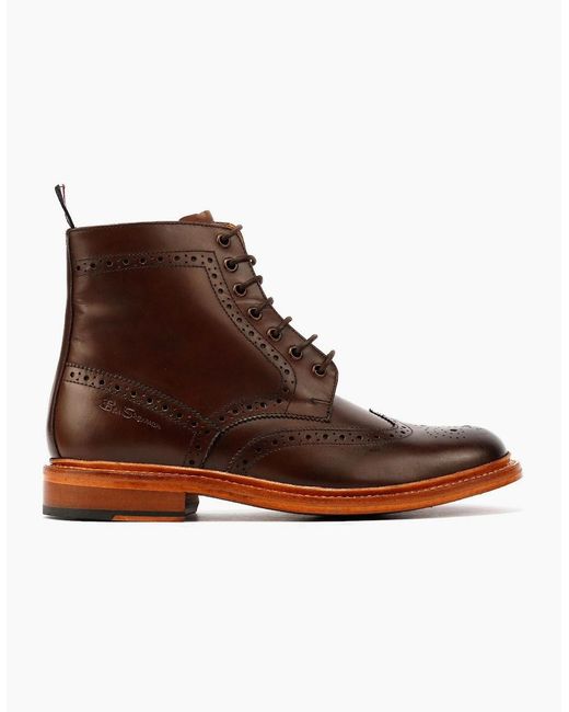Ben Sherman Brown Arthur Leather Mocha Boots for men