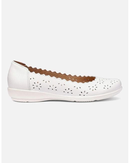Hotter White Eider Wide Ballet Pumps