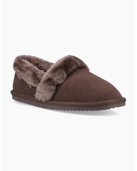 Hush Puppies Brown Ariel Suede Chocolate Slippers