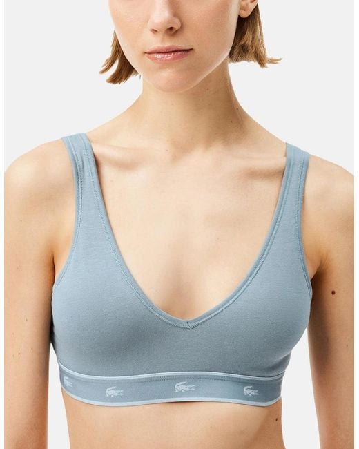 Lacoste Blue Essential Stretch Cotton Triangle Bralette