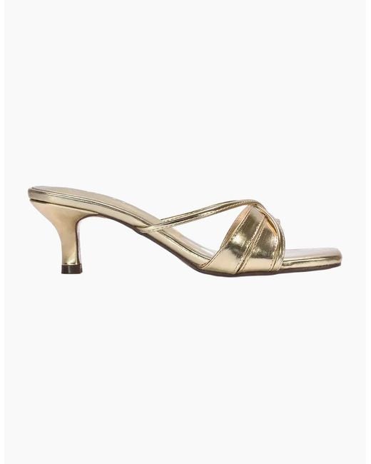XY London Ladies Claudia Metallic Strappy Mid Kitten Heel Sandals