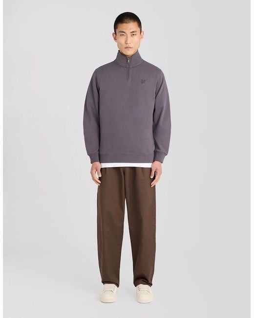 Lyle & Scott Gray Superfine Cotton 1/4 Zip Sweatshirt for men