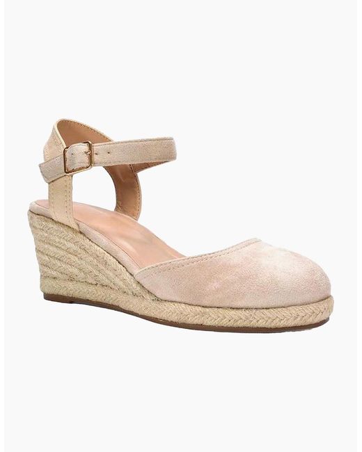 XY London White Ladies Joey Ankle Strap Wedge Espadrilles