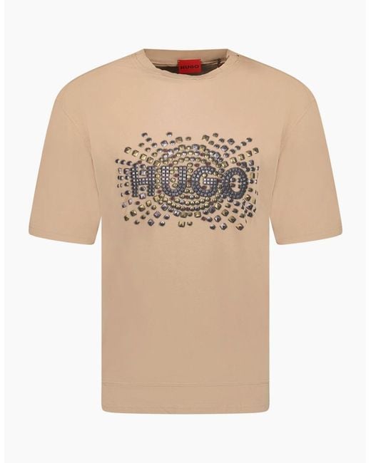 Boss Natural Studded Logo Cotton-Jersey T-Shirt for men