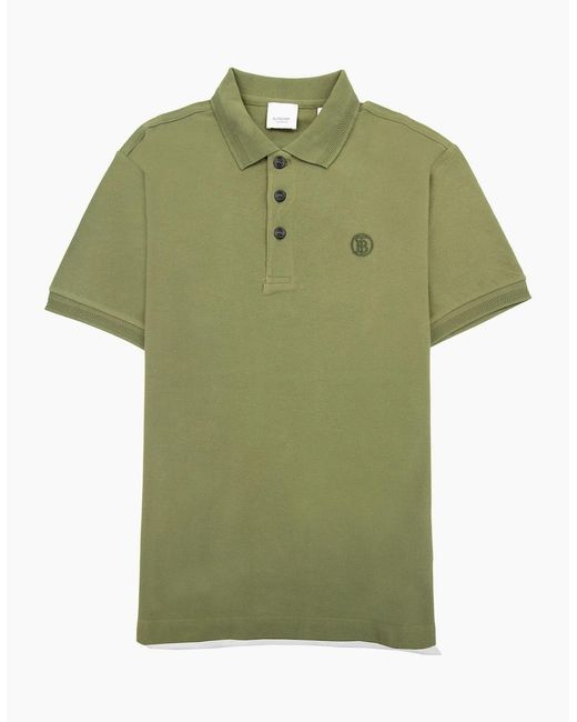 Burberry Green Manzoni Monogram Pique Polo for men