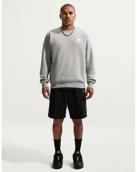 Nike Gray Wordmark Crew Neck Long Sleeve Sweatshirt for men
